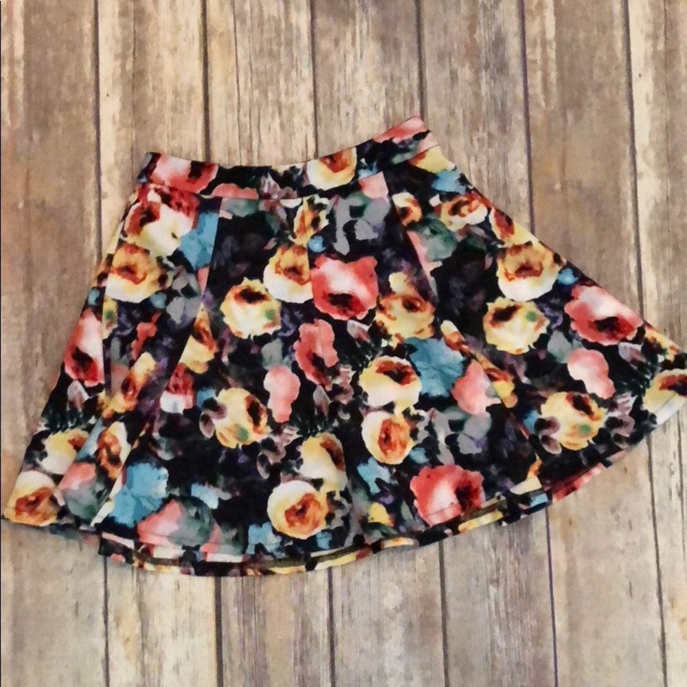 High waisted flare floral skirt